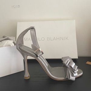 Manolo Blahnik Vinkaos Silk Strappy Heeled Sandal